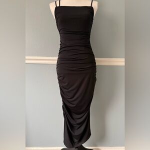 Elegant Black Ruched Dress M